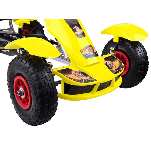 Sportinis pedalais minamas kartingas vaikams su pripučiamais ratais GOKARTAS, geltonas