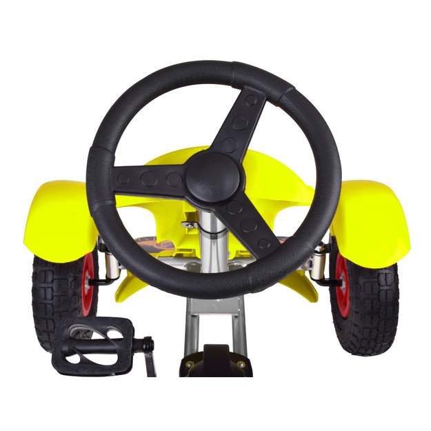 Sportinis pedalais minamas kartingas vaikams su pripučiamais ratais GOKARTAS, geltonas