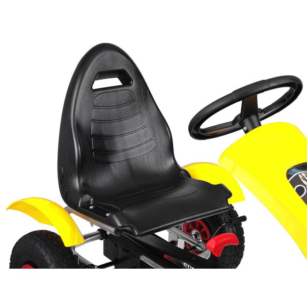Sportinis pedalais minamas kartingas vaikams su pripučiamais ratais GOKARTAS, geltonas