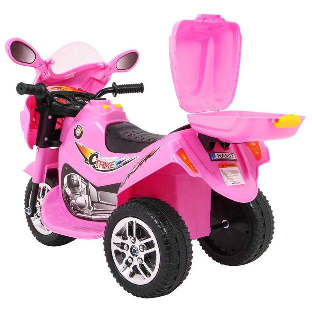Vaikiškas elektrinis motociklas BJX-088 su trimis ratais, rožinis