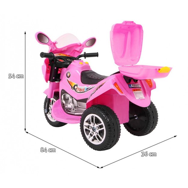Vaikiškas elektrinis motociklas BJX-088 su trimis ratais, rožinis