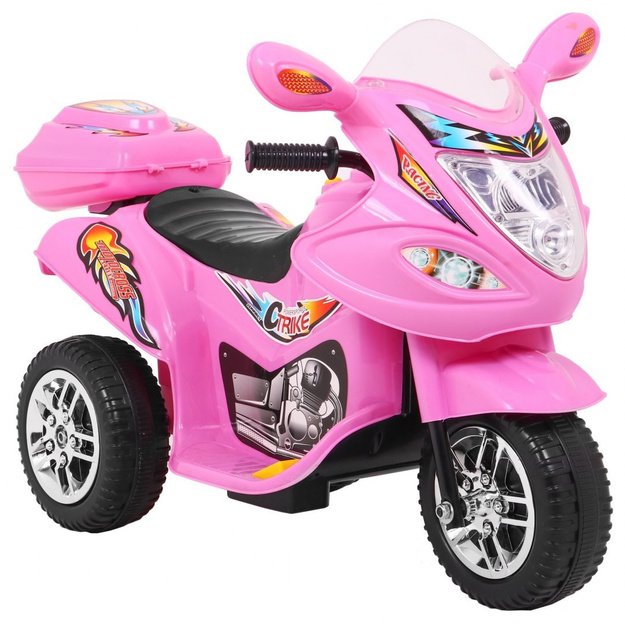 Vaikiškas elektrinis motociklas BJX-088 su trimis ratais, rožinis