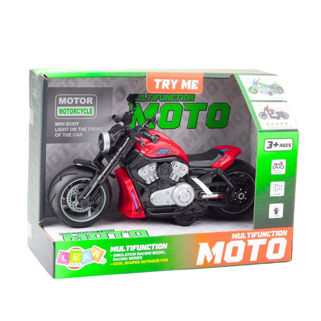 Žaislinis motociklas su garso ir šviesos efektais, raudonas