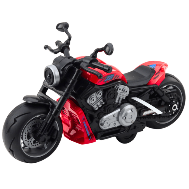Žaislinis motociklas su garso ir šviesos efektais, raudonas
