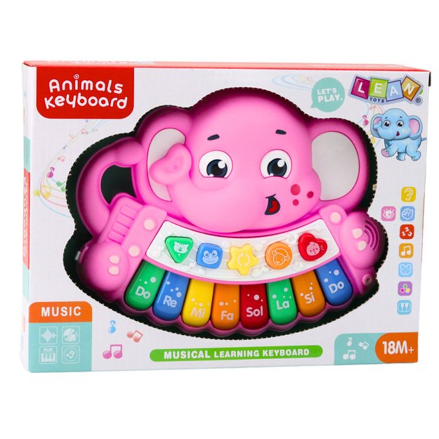 Interaktyvus pianinas vaikams „Dramblys“, rožinis