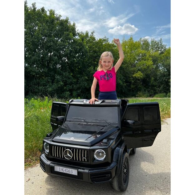 XXL Mercedes G63 AMG – dvivietis elektromobilis vaikams su touch panel, bordo lakuotas