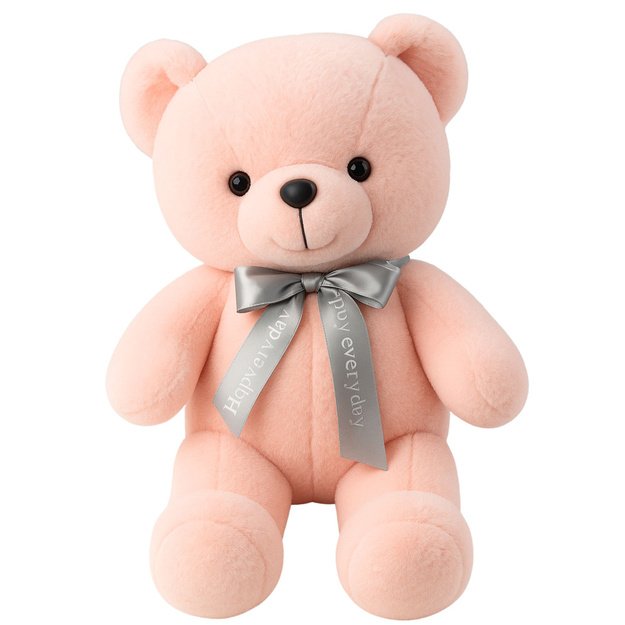 Pliušinis meškiukas su kaspinu „Happy Every Day“ rožinis 55 cm