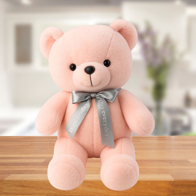 Pliušinis meškiukas su kaspinu „Happy Every Day“ rožinis 55 cm 1