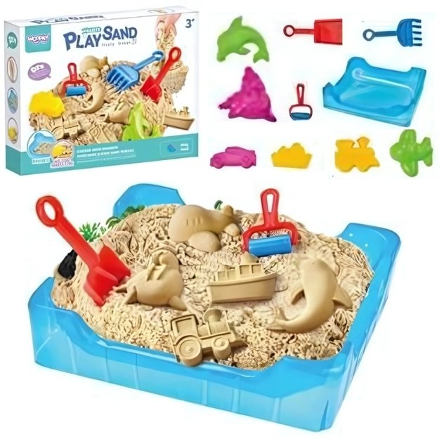 Kinetinio smėlio rinkinys su formelėmis 0,5 kg, WOOPIE