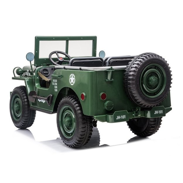 Dvivietis elektromobilis vaikams JEEP Willy 4x4 JH101, žalias