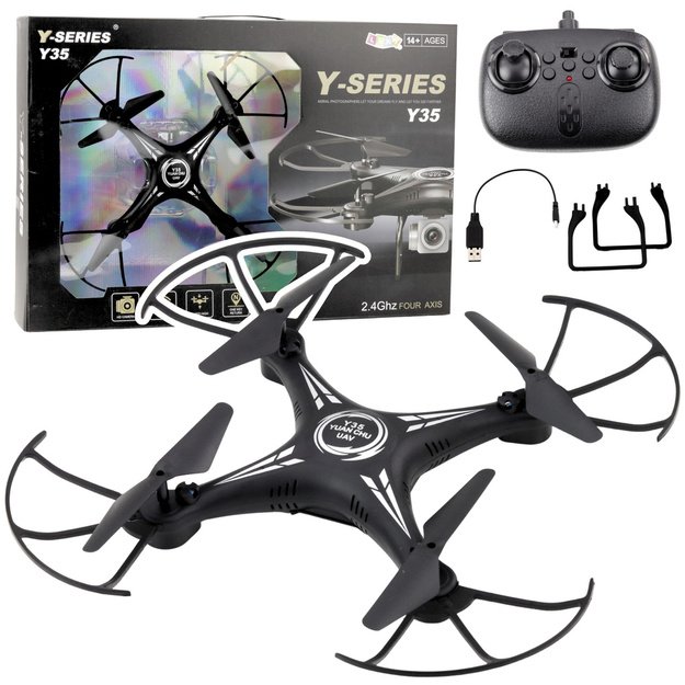 Nuotoliniu būdu valdomas Y-35 dronas, juodas