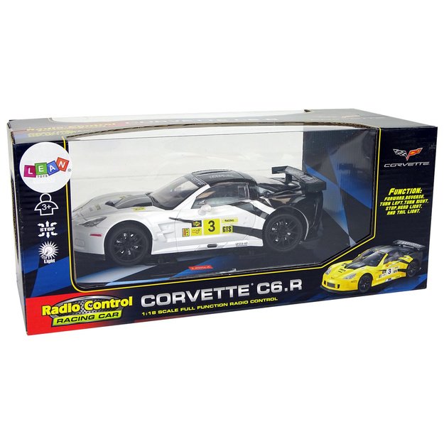 Radijo bangomis valdomas sportinis automobilis Corvette C6.R 1:18 baltas
