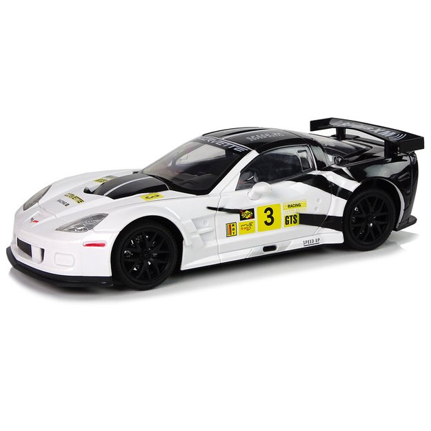 Radijo bangomis valdomas sportinis automobilis Corvette C6.R 1:18 baltas