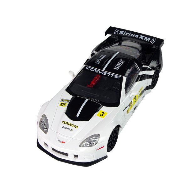 Radijo bangomis valdomas sportinis automobilis Corvette C6.R 1:18 baltas