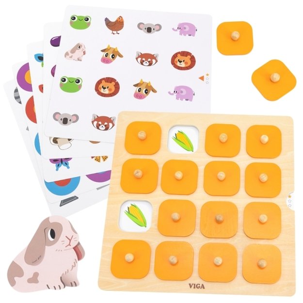 Montessori atminties žaidimas vaikams „Atspėk paveikslėlius“, Viga
