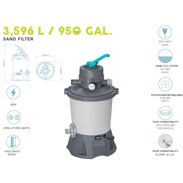 Smėlio siurblys baseinui Bestway, 3028 L