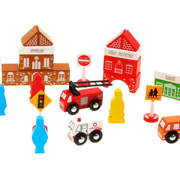 Mediniai blokeliai linksmybių miestas 47 vnt. Fun Town 6