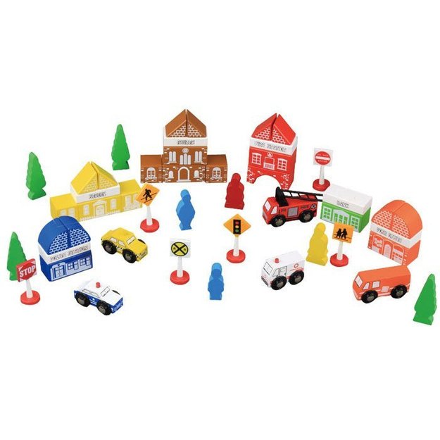 Mediniai blokeliai linksmybių miestas 47 vnt. Fun Town 9