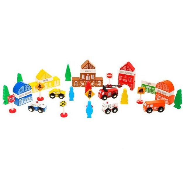 Mediniai blokeliai linksmybių miestas 47 vnt. Fun Town 5