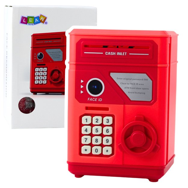 Elektroninė taupyklė - seifas ATM su PIN kodu, raudona