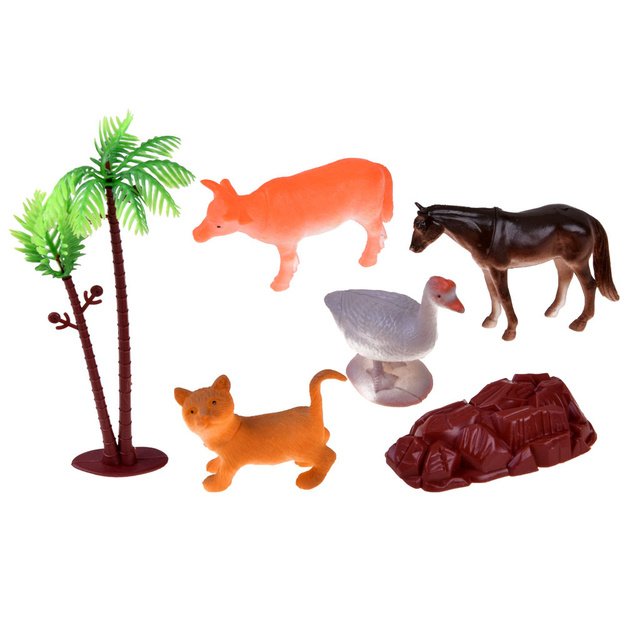 Ūkinių pastatų ir gyvūnų figūrėlių rinkinys 2in1