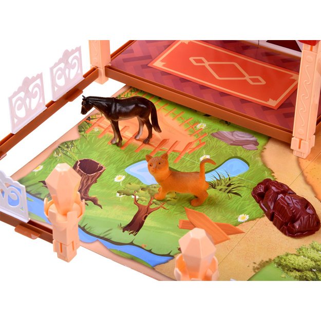 Ūkinių pastatų ir gyvūnų figūrėlių rinkinys 2in1