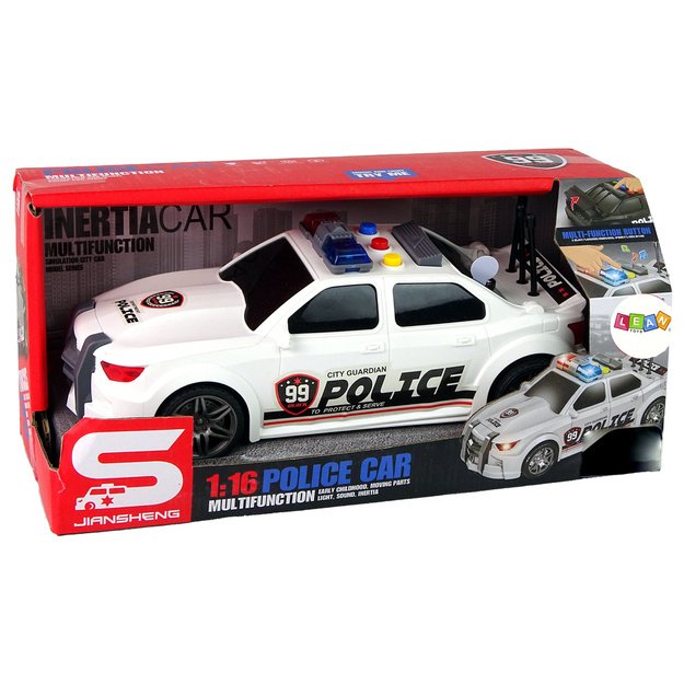Žaislinis sportinis policijos automobilis 1:16, baltas 9