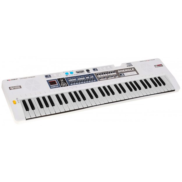 Elektrinis pianinas vaikams su mikrofonu ir  įrašymu 61 klavišas, baltas