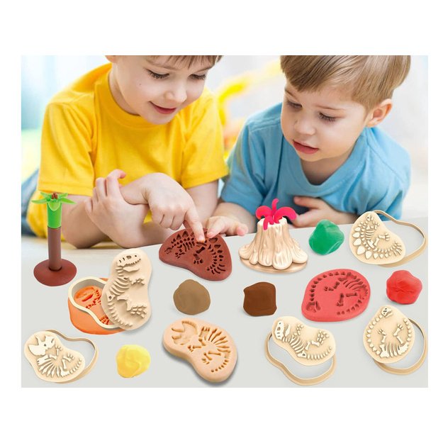 Dinozaurų fosilijų kūrimo rinkinys su plastilinu 