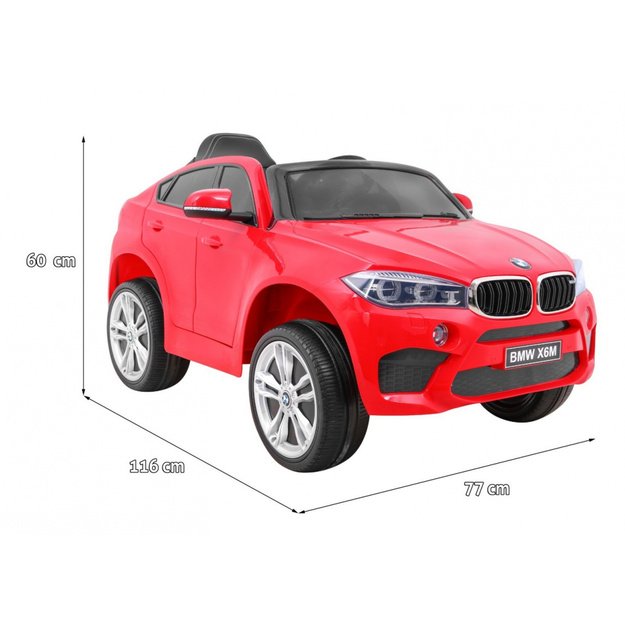 Vienvietis elektrinis džipas vaikams BMW X6M, raudonas