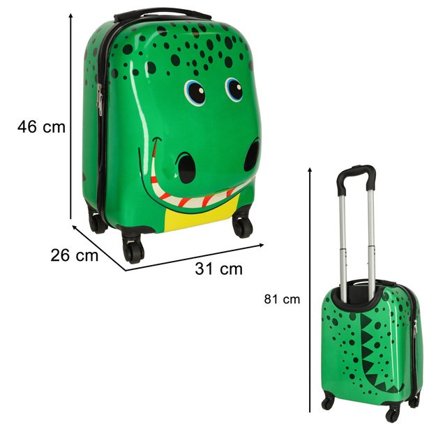 Vaikiškas kelioninis lagaminas ant ratukų, krokodilas