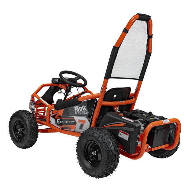 Vienvietis elektrinis bagis vaikams MUD MONSTER, oranžinis 
