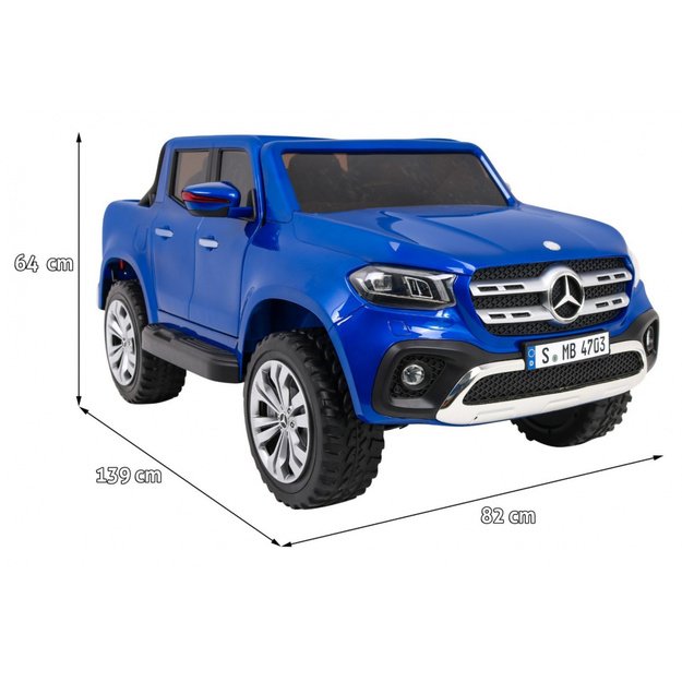 Dvivietis elektrinis džipas vaikams Mercedes Benz X-Class, mėlynas lakuotas