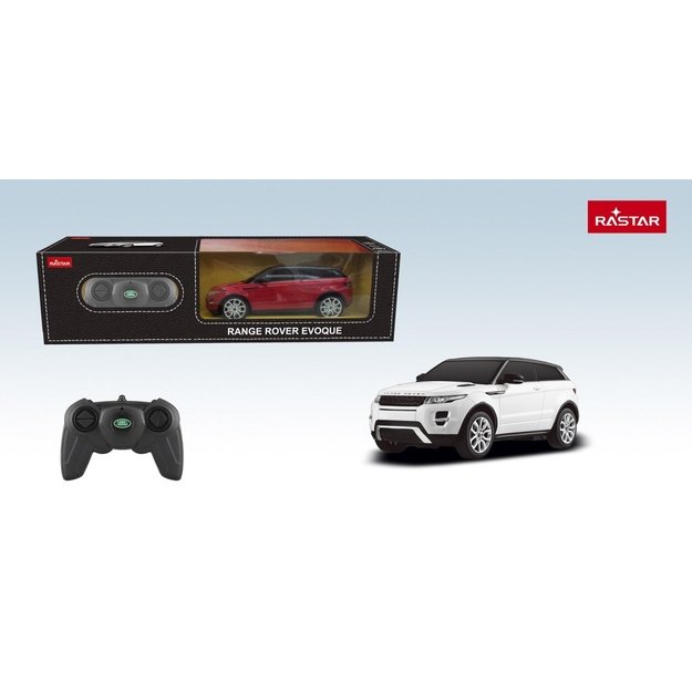 Nuotoliniu būdu valdomas Range Rover Evoque automobilis, baltas