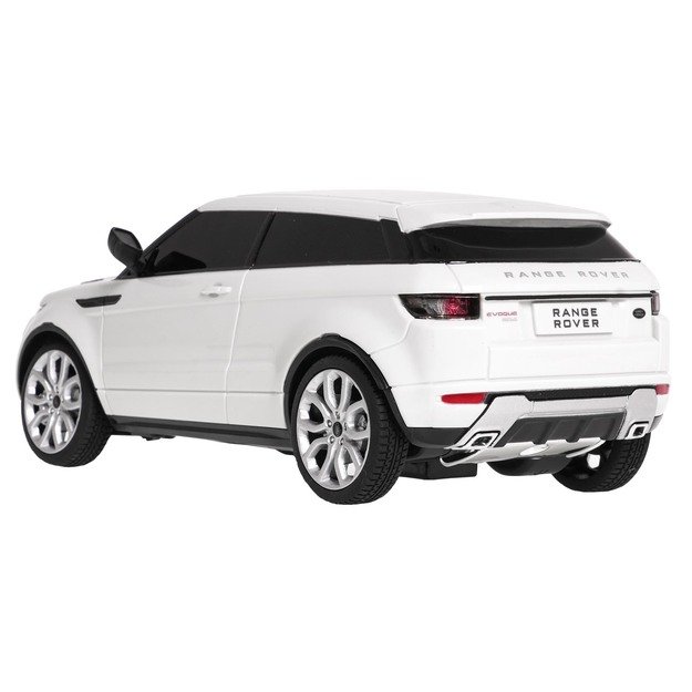 Nuotoliniu būdu valdomas Range Rover Evoque automobilis, baltas