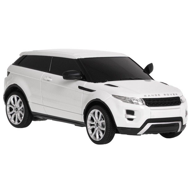 Nuotoliniu būdu valdomas Range Rover Evoque automobilis, baltas