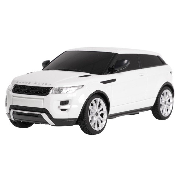 Nuotoliniu būdu valdomas Range Rover Evoque automobilis, baltas