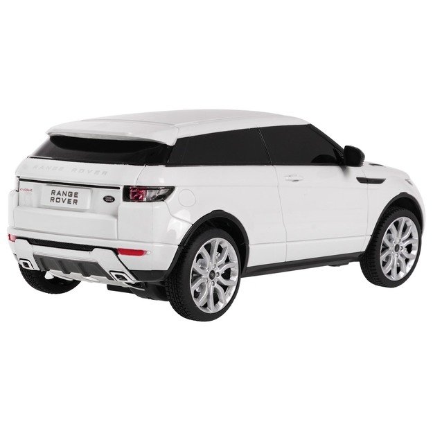 Nuotoliniu būdu valdomas Range Rover Evoque automobilis, baltas