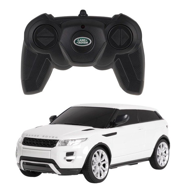 Nuotoliniu būdu valdomas Range Rover Evoque automobilis, baltas