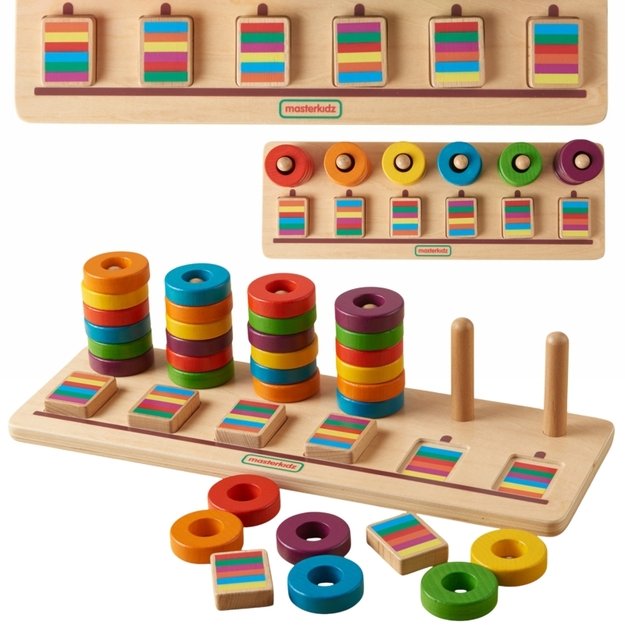 Montessori skaičiavimo ir spalvų mokymosi dėlionė rūšiuoklis, MASTERKIDZ