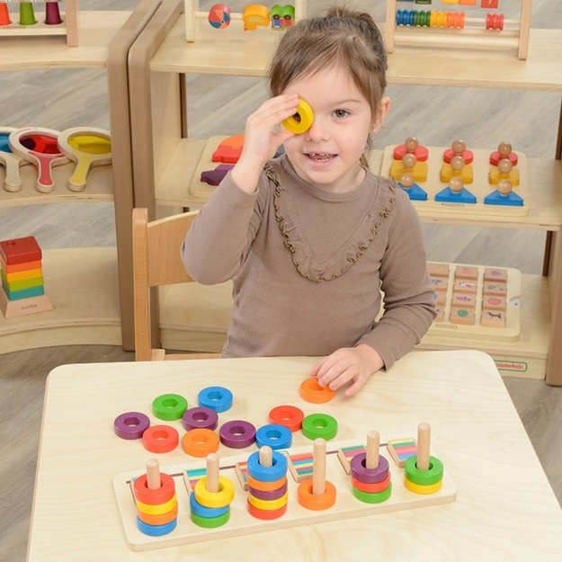 Montessori skaičiavimo ir spalvų mokymosi dėlionė rūšiuoklis, MASTERKIDZ 1