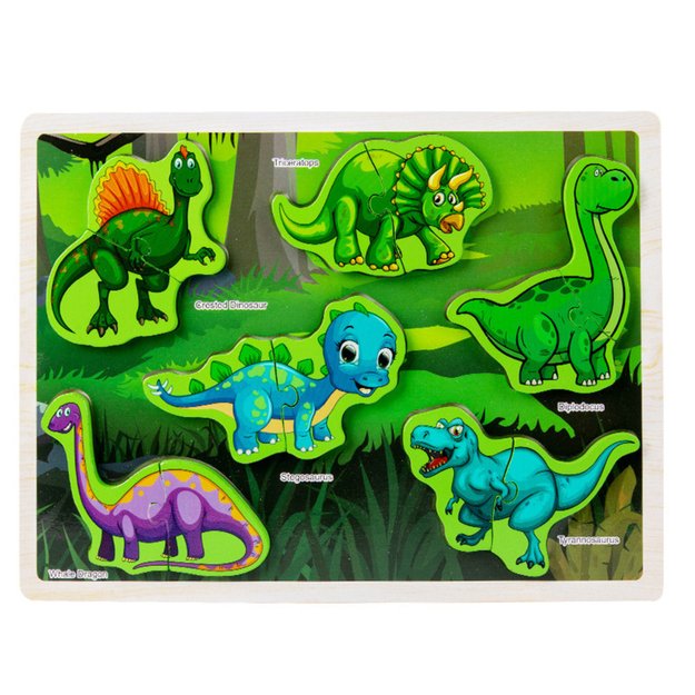 Medinė dėlionė vaikams „Dinozaurai“ 12 el.