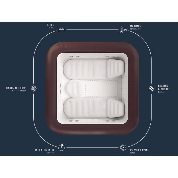 Pripučiama sūkurinė vonia „Lay-Z-Spa Maldives Pro7 2025“ su Wi-Fi ir LED, Bestway 6001U