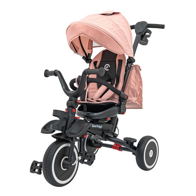 Triratukas RIDER – su stogeliu ir pasukamu sėdynės mechanizmu, rožinis