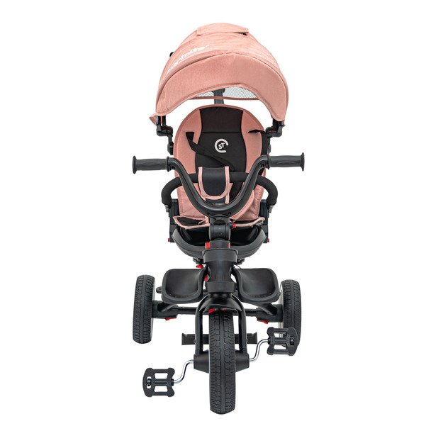 Triratukas RIDER – su stogeliu ir pasukamu sėdynės mechanizmu, rožinis