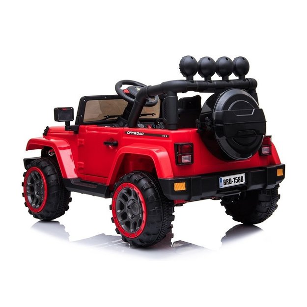 Vienvietis elektromobilis vaikams JEEP 4x4 BRD-7588, raudonas