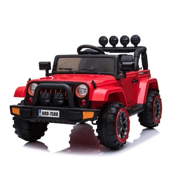 Vienvietis elektromobilis vaikams JEEP 4x4 BRD-7588, raudonas
