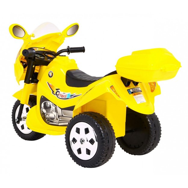 Vaikiškas elektrinis motociklas BJX-088 su trimis ratais, geltonas