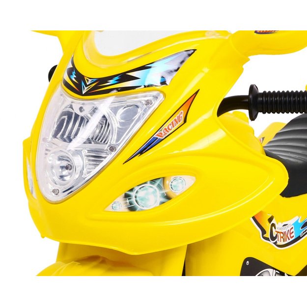 Vaikiškas elektrinis motociklas BJX-088 su trimis ratais, geltonas