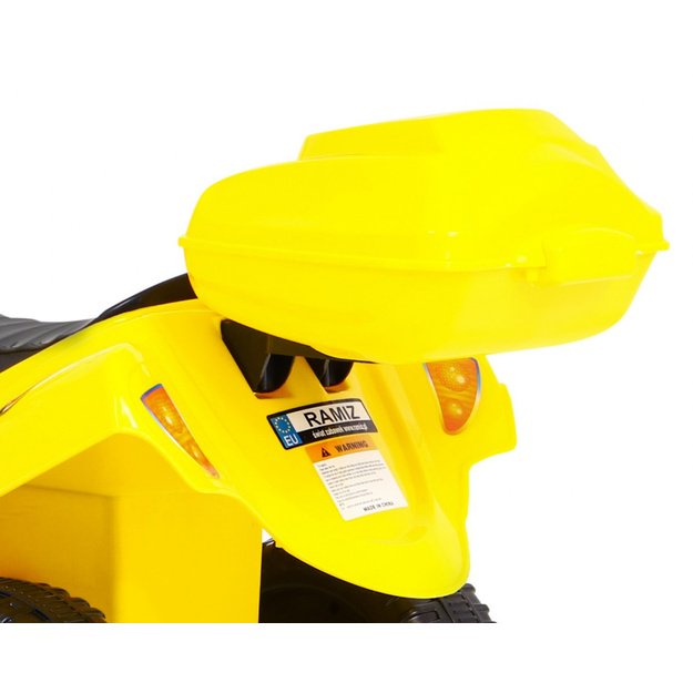 Vaikiškas elektrinis motociklas BJX-088 su trimis ratais, geltonas